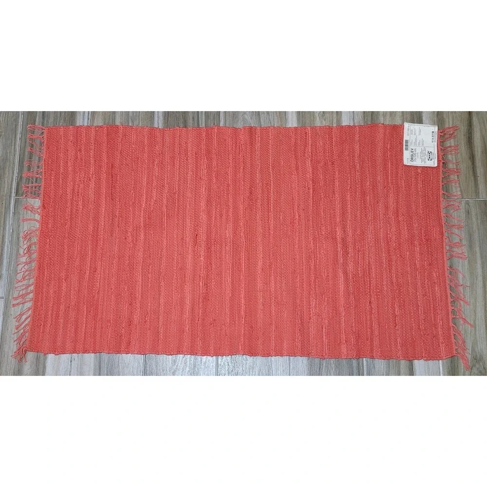 IKEA Orslev Rug 2x4 Coral Cotton Woven Tassel Throw‎ Area Rug New Tag READ